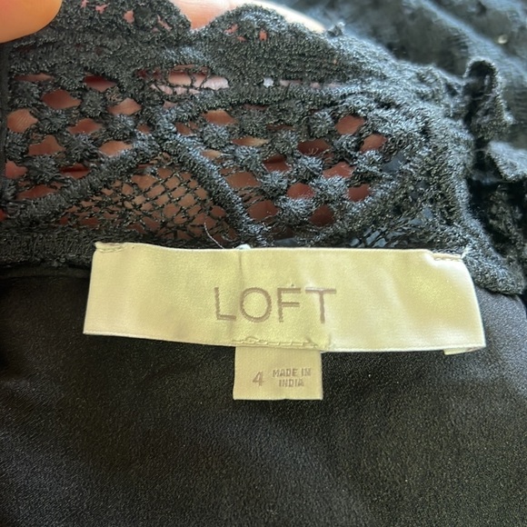 Loft Women’s Alluring Mixed Lace Black Flare Dress Size 4 - Picture 11 of 16